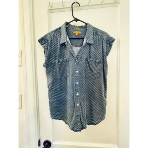 Cap sleeve dot print tencel blouse